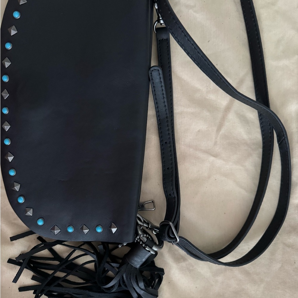 Lucky Brand Black Crossbody Bag with Tassel Accents